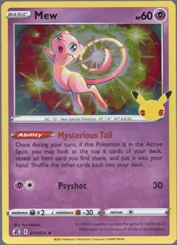 Mew 011/025 Celebrations Rare Holo Pokemon TCG - Image 1