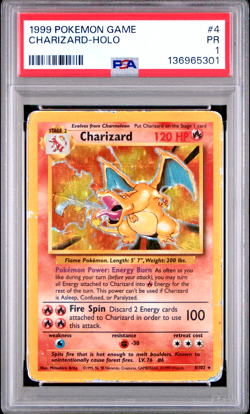 PSA 1 PR 1999 Base Set Charizard 4/102 Holo Foil Pokemon WOTC Unlimited - Image 1