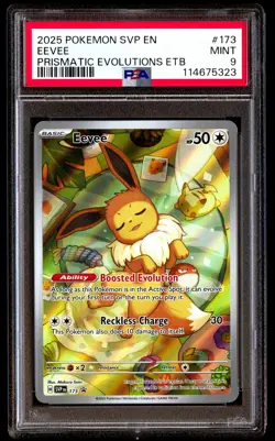 PSA 9 Eevee 173 Pokemon Svp En SV Black Star Promo 2025 Prismatic Evolutions Etb - Image 1