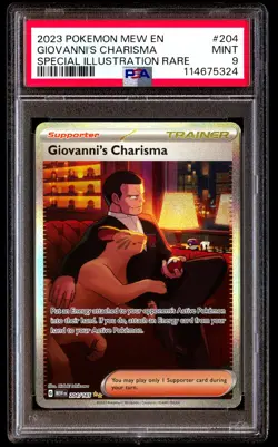 PSA 9 Giovanni's Charisma 204 Pokemon Mew En 151 2023 Special Illustration Rare - Image 1