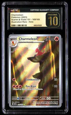 CGC 10 PRISTINE Charmeleon 169/165 Pokemon Scarlet & Violet 151 2023 English - Image 1