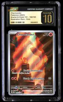 CGC 10 PRISTINE Charmander 168/165 Pokemon Scarlet & Violet 151 2023 English - Image 1