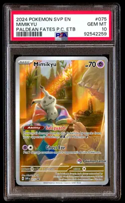 PSA 10 Mimikyu 075 Pokemon SV Pokemon Center Promo Stamped 2024 Paldean Fates - Image 1