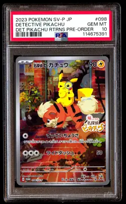 PSA 10 Detective Pikachu 098 Pokemon SV P Promo Japanese 2023 Det Rtrns Pre Orde - Image 1