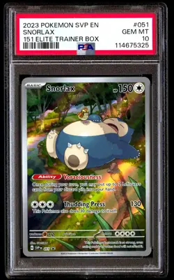 PSA 10 Snorlax 051 Pokemon Svp En SV Black Star Promo 2023 151 Elite Trainer Box - Image 1