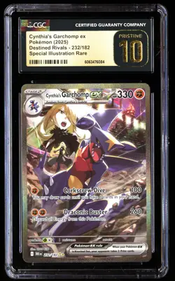 CGC 10 PRISTINE Cynthia's Garchomp EX 232/182 Pokemon Destined Rivals 2025 Engli - Image 1