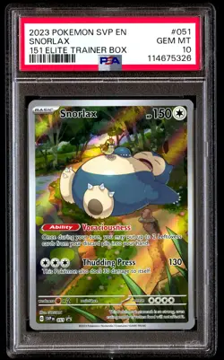 PSA 10 Snorlax 051 Pokemon Svp En SV Black Star Promo 2023 151 Elite Trainer Box - Image 1