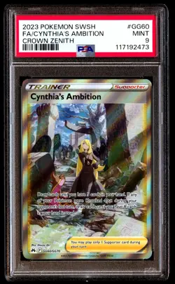 PSA 9 Cynthia's Ambition GG60 Pokemon Sword And Shield Crown Zenith 2023 - Image 1