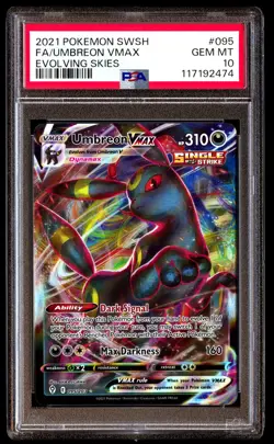 PSA 10 Umbreon Vmax 095 Pokemon Sword & Shield Evolving Skies 2021 - Image 1