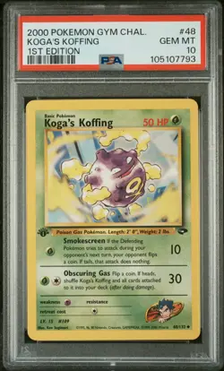 2000 POKEMON GYM CHALLENGE 48 KOGA'S KOFFING 1ST EDITION - PSA - GEM MINT 10 - Image 1