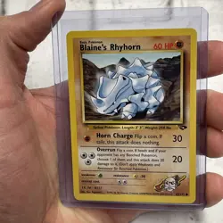 Pokemon Blaine's Rhyhorn 65/132 Unlimited Pokemon Gym Challenge NM/MT Common Vtg - Image 1