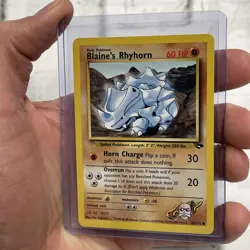 Pokemon Blaine's Rhyhorn 65/132 Unlimited Pokemon Gym Challenge NM/MT Common Vtg - Image 2