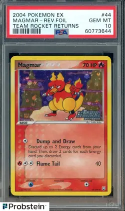 2004 Pokemon Ex Team rocket Returns #44 Magmar Reverse Foil PSA 10 GEM MINT - Image 1