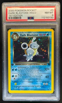 2000 Pokemon Team Rocket First Edition Dark Blastoise Holo #3/82 PSA 8 - Image 1
