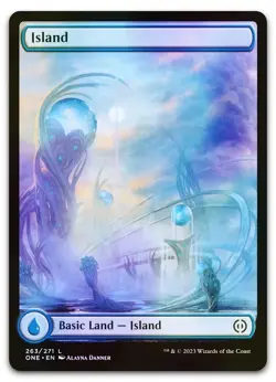 Island (263) - Full Art #263 (Foil) (NM) Phyrexia All Will Be One ONE Magic MTG - Image 1