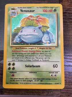 Pokemon TCG Venusaur 15/102 Holo Rare Unlimited Base Set Unlimited:MP Ships Free - Image 1