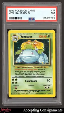 1999 Pokemon Base Unlimited #15 Venusaur HOLO PSA 7 NM - Image 1