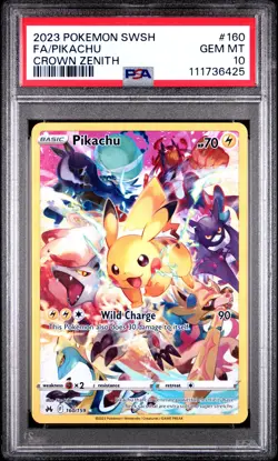 2023 POKEMON SWORD & SHIELD CROWN ZENITH #160 FULL ART/PIKACHU PSA 10 - Image 1