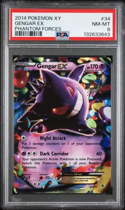132633643 Gengar EX 2014 Pokemon XY Phantom Forces #34 PSA 8 - Image 1