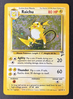 Pokemon Raichu 16/130 Base Set 2 Holo Rare (LP - Lightly Played) - Image 1