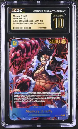 Monkey D Luffy OP11-118 Secret Rare Alt Art CGC Pristine 10 One Piece Parallel - Image 1