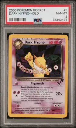 2000 POKEMON ROCKET 9 DARK HYPNO-HOLO PSA 8 - Image 1