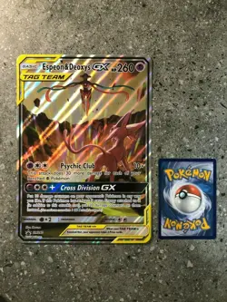 Pokemon TCG Cards Espeon & Deoxys GX SM240 Black Star Promo JUMBO / OVERSIZE - Image 1