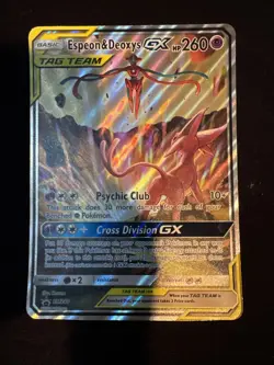 Pokemon TCG Espeon & Deoxys Jumbo GX SM240 Black Star Promo Holo Card - Image 1