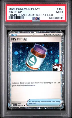 2025 POKEMON PLAY! POKEMON PRIZE PACK: SER 7 HOLO #153 N'S PP UP PSA 9 - Image 1