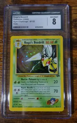 Koga's Beedrill 9/132 Holo CGC 8 Gym Challenge Pokemon Card * - Image 1