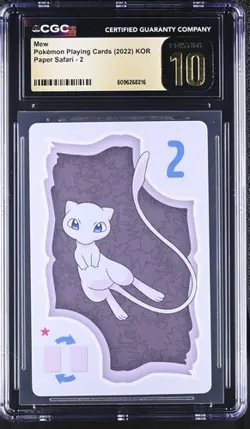 ✨✨ CGC 10 PRISTINE KOREAN POKEMON MEW 2022 PAPER SAFARI 2 PLAYING CARD - Image 1