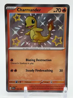 Pokemon Card Charmander 109/091 Paldean fates Baby Shiny Holo Rare NM - Image 1