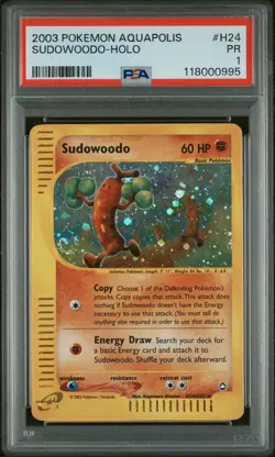 PSA 1 Sudowoodo Holo #H24 2003 Pokemon Aquapolis 118000995 - Image 1