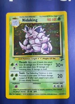 Nidoking 11/130 *SWIRL* - Vintage Holo - WOTC English Base Set 2 -NM Pokemon - Image 1