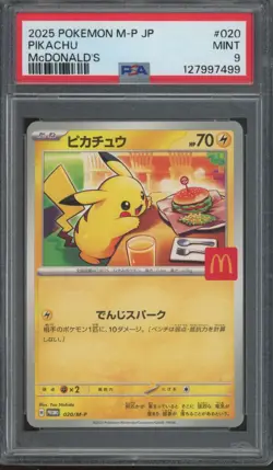 2025 Pokemon Japanese McDonalds Promo #020 Pikachu Mint PSA 9 - Image 1