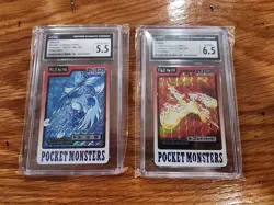 Moltres + Articuno Holo Prism Pokemon 1997 Bandai Carddass Japanese Graded CGC - Image 1