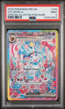 2025 POKEMON PRE EN-PRISMATIC EVOLUTIONS #156 SYLVEON EX PSA 9 - Image 1
