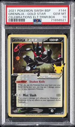2021 POKEMON SWSH BLACK STAR PROMO #144 GRENINJA-GOLD STAR PSA 10 - Image 1
