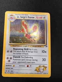 Lt. Surge's Fearow 7/132 Holo Rare - Pokemon Gym Heroes WOTC DMG - Image 1