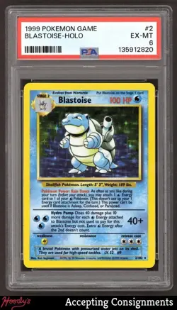 1999 Pokemon Base Unlimited #2 Blastoise HOLO PSA 6 EX-MT - Image 1