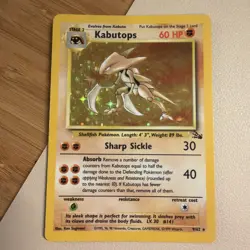 Pokemon TCG Kabutops Fossil 9/62 Holo Unlimited Holo Rare Vintage 2000 LP - Image 1