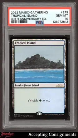 2022 Magic The Gathering 30th Anniversary #279 Tropical Island R PSA 10 GEM - Image 1