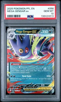 2025 POKEMON PFL EN-PHANTASMAL FLAMES #056 MEGA GENGAR ex PSA 10 - Image 1