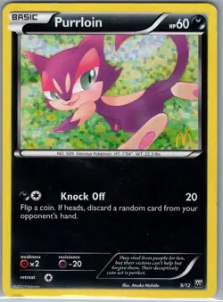 Purrloin - 9/12 Holo McDonald's Promos 2012 - Pokemon Card - LP - Image 1