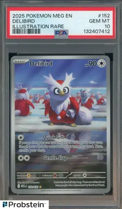 2025 Pokemon MEG EN Delibird Illustration Rare PSA 10 GEM MINT - Image 1