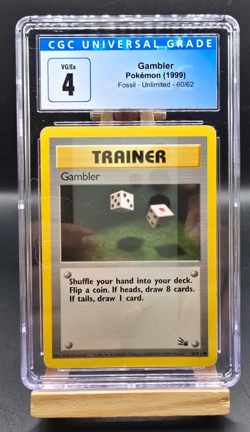 1999 Pokemon Fossil Trainer Gambler CGC 4 - Image 1