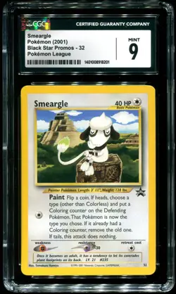 CGC 9 Smeargle Black Star Promo Pokemon League 2001 Pokemon #32 - Image 1