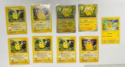 Vintage Pikachu Lot (9)- WOTC Base Set - Yellow Cheeks - 1999 Pokemon - Image 1
