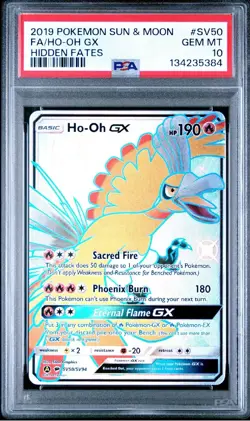 Pokemon TCG Ho-Oh GX SV50/SV94 Hidden Fates Shiny Holo PSA 10 Gem Mint - Image 1