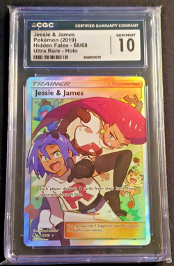 2019 Pokemon Sun & Moon Hidden Fates Full Art Jessie & James 68/68 CGC 10 (A) - Image 1